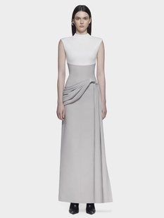 法式优雅气质白色轻礼服女越南设计师女神范半高领背心简约连衣裙