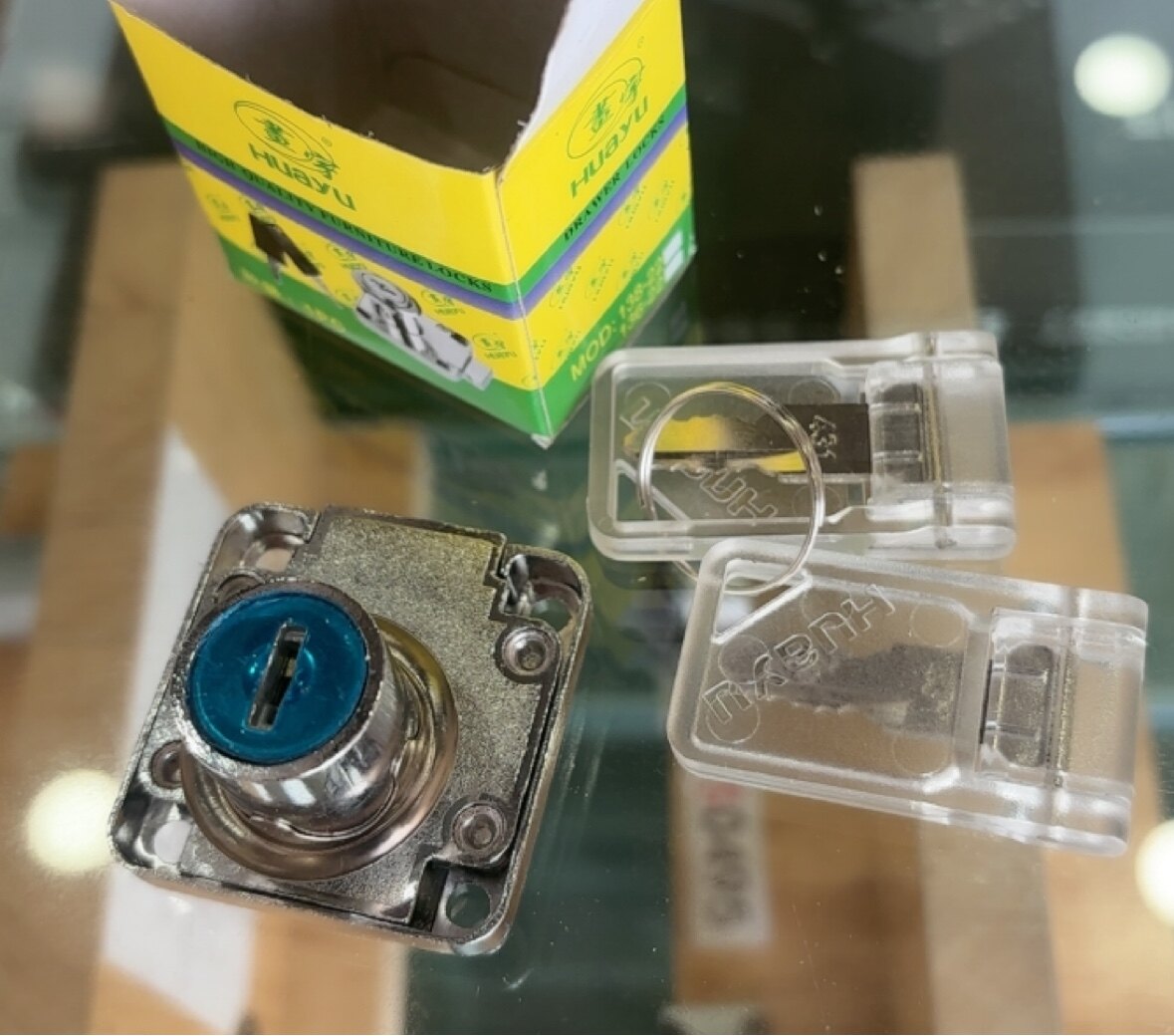 画宇138-22/32/38抽屉锁家具锁 可折叠钥匙方舌锁芯直径19图片