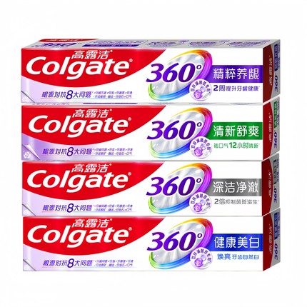 高露洁360精粹养龈修护清新舒爽健康美白备长炭深洁净澈牙膏防蛀