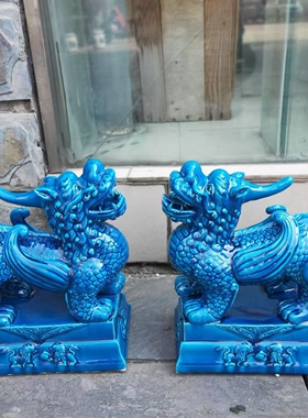 貔貅陶瓷摆件招财景德镇工艺品装饰家用一对公母办公室柜子客厅