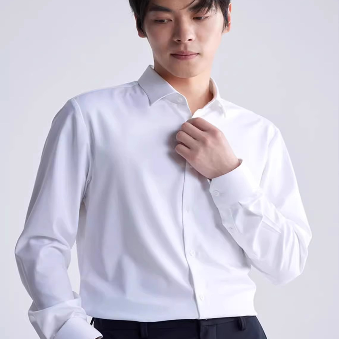通勤正装修身百搭简约长袖衬衫
