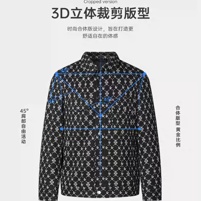 舒适帅气印花翻领呢子夹克男装