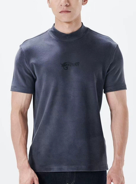 24DTX5052S利家男装冬季时尚舒适修身百搭澳绒半高领短袖内搭T恤