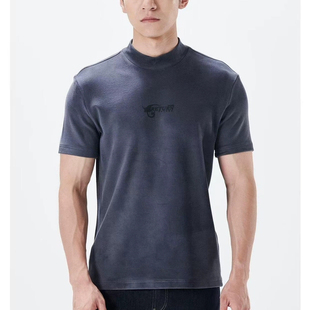 百搭澳绒半高领短袖 24DTX5052S利家男装 舒适修身 时尚 内搭T恤 冬季