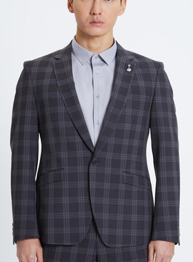 21CXF111XA利家男士春季时尚流行挺括抗皱条纹休闲百搭平驳领西服