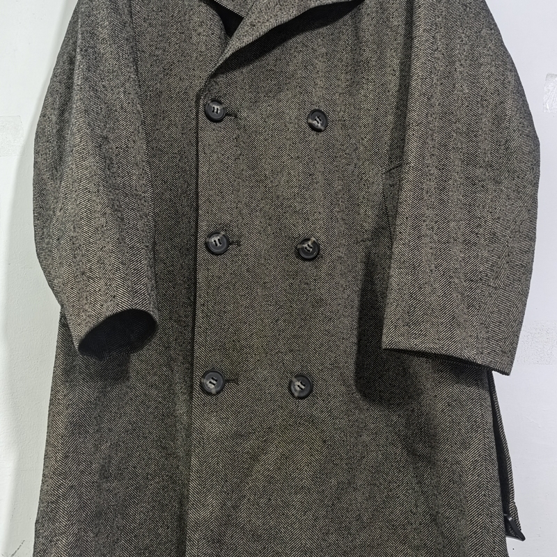 双排扣翻领长款风衣外套男装