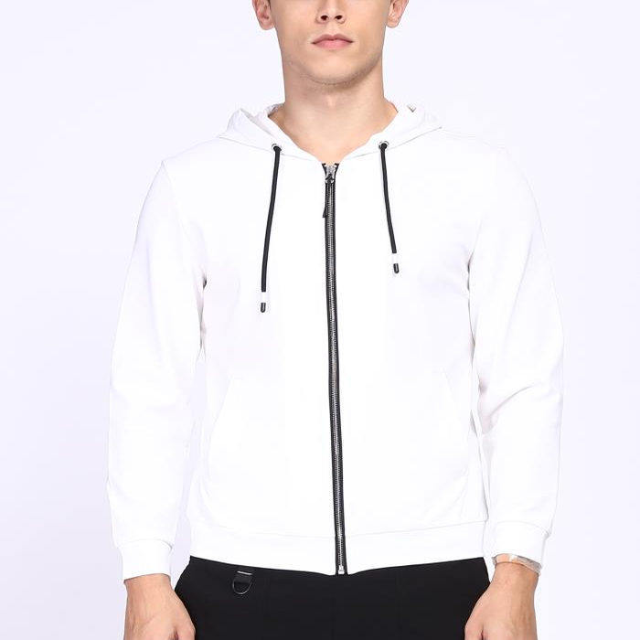 Q8CTX0071 0022S 男装春秋新款商务时尚潮流连帽白色卫衣长袖T恤