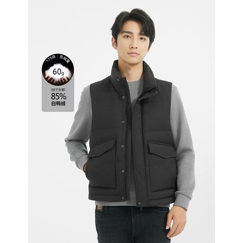 立领休闲羽绒马甲外套男装