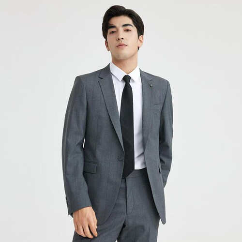 A4CXF051SA利家春季时尚正装商务上班平驳领一粒扣西服两件套男