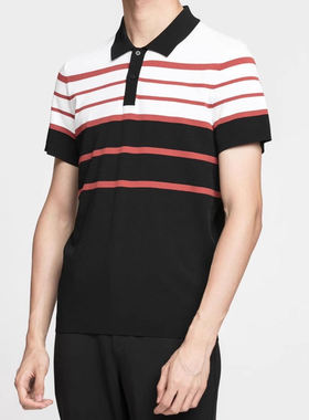 20XTX3081S3082S利男装夏季新款商务时尚条纹潮流翻领修身短袖T恤