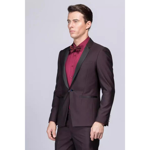 6QXF012 071SA利家秋季商务时尚修身纯色一粒扣平驳领西服套装男