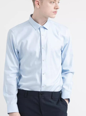 19QZC0261 0262Y秋季新款白色绅士简约男休闲舒适百搭长袖衬衫