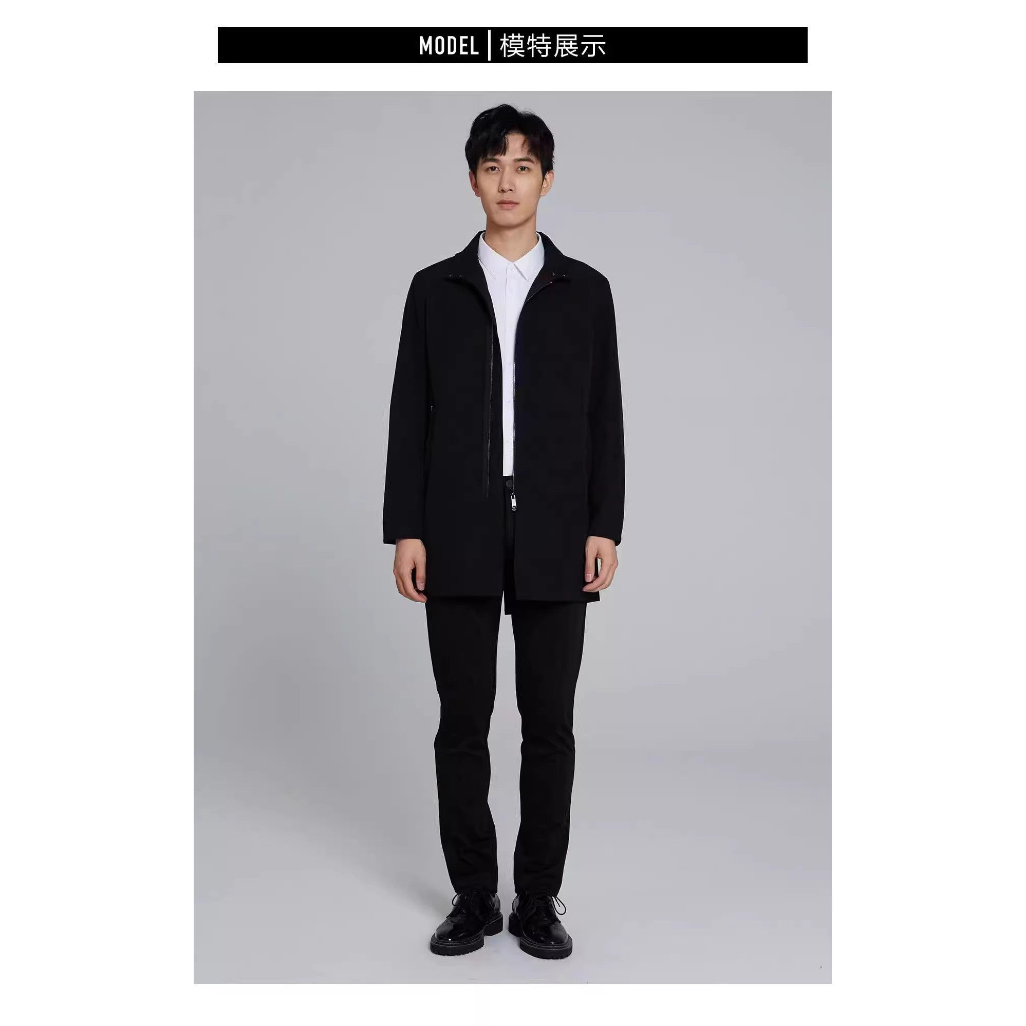 20QFY1091Y 1161Y男装秋季商务西服领双压线中长款修身时尚风衣外