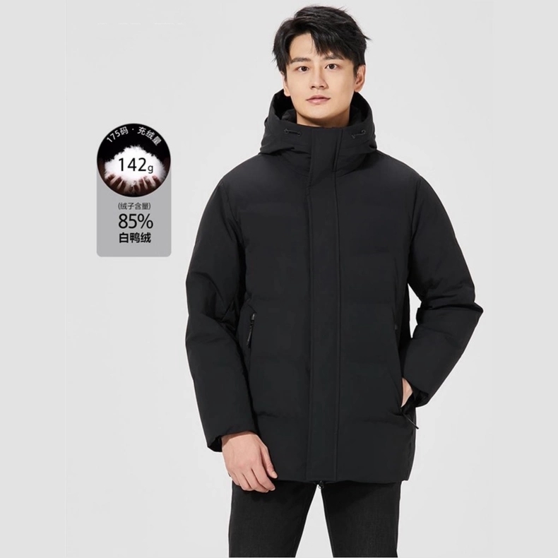 休闲连帽百搭白鸭绒羽绒服男装