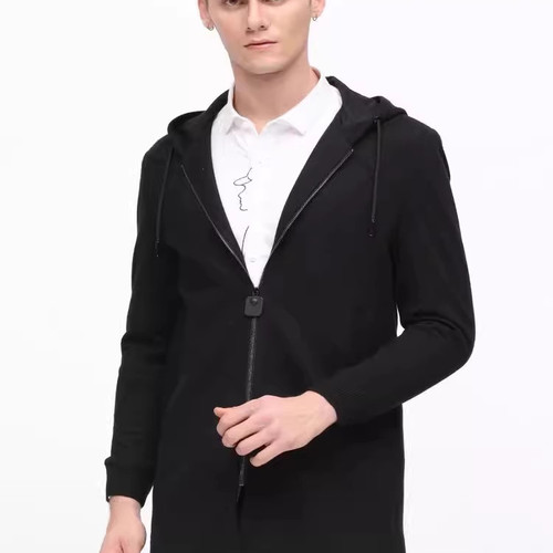 18QFY1021Y利家秋款商务通勤针织修身拉链时尚连帽休闲风衣外套男