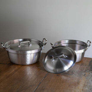 【中尾铝业】厚板捶纹铝制双耳锅 关东煮料理锅 日本制Nakao N-38