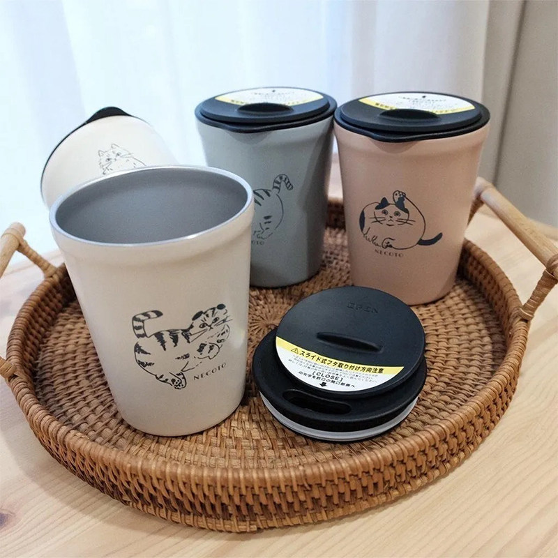 日本进口猫咪手绘保温杯