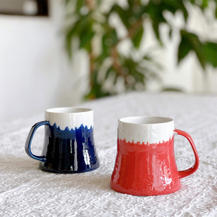 【美浓烧】富士山马克杯 咖啡杯 日本制造 红色 吉祥如意送礼佳品