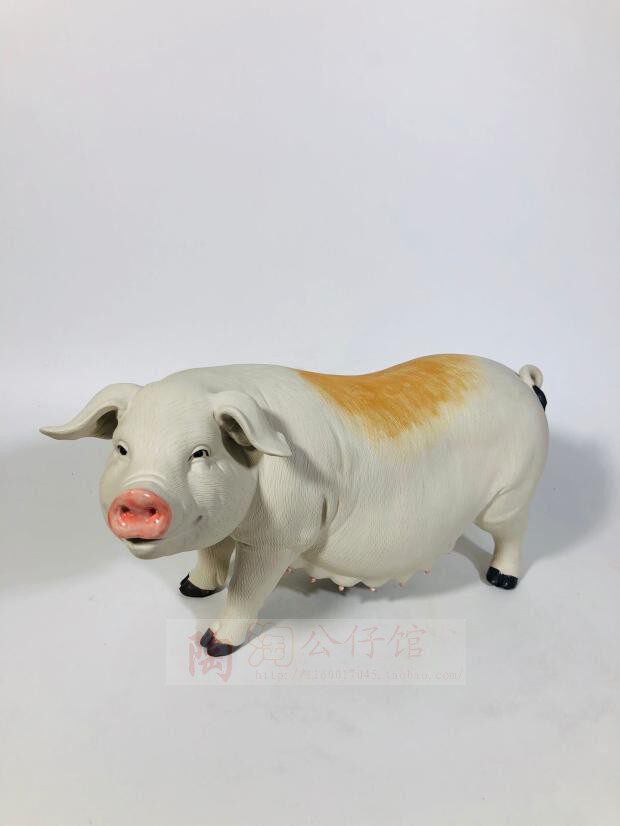 陶瓷工艺品石湾公仔家居装饰礼品客厅桌面动物生肖摆件福猪促销
