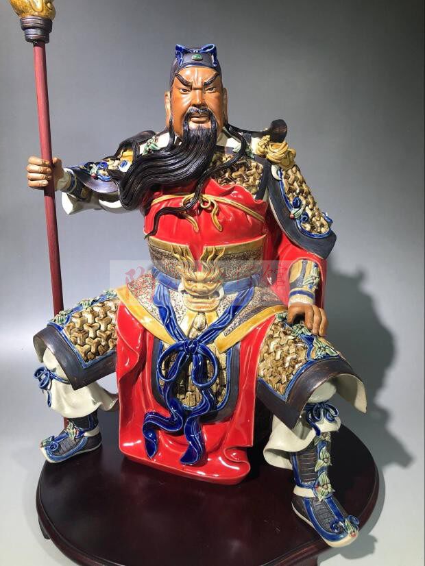 陶瓷工艺品石湾公仔家居装饰品礼品客厅招财镇宅摆件大刀坐关公
