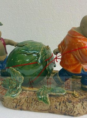 中式摆件童趣大丰收拉西瓜