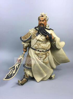 玄关招财镇宅摆件白袍关公陶瓷