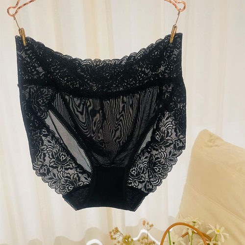 大码女内裤蕾丝网纱本命年透明
