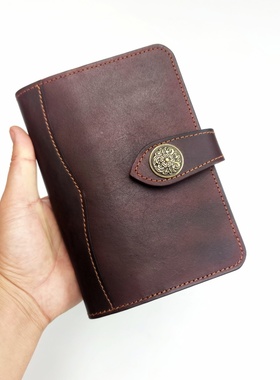 A6牛皮搭扣手帐本活页创意旅行者tm手帐本笔记本复古真皮FC宽版