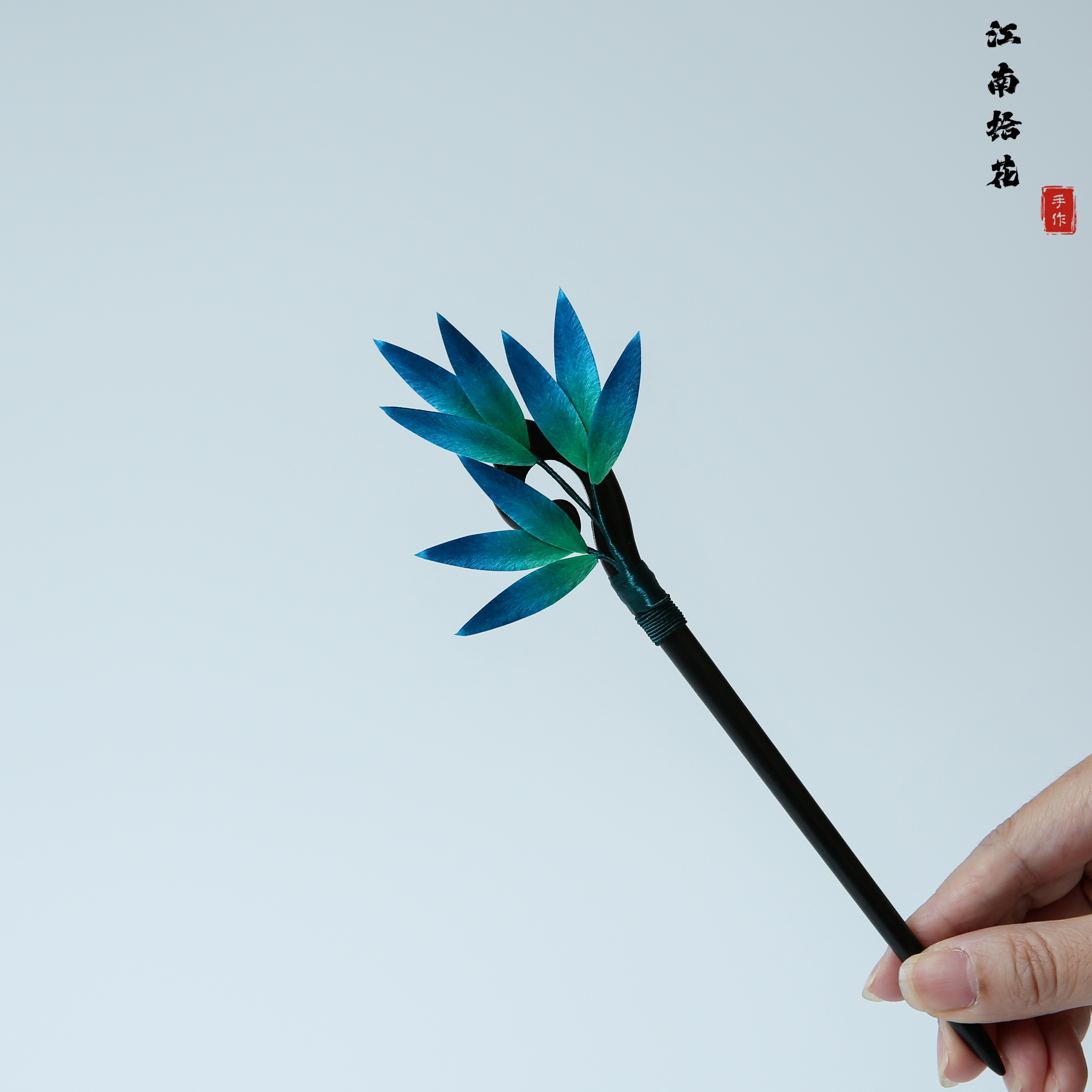 非遗手工绒花竹叶发簪