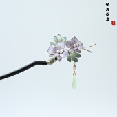 江南拾花 非遗蝴蝶兰花掐丝绒花步摇流苏发簪送老外旗袍汉服发饰