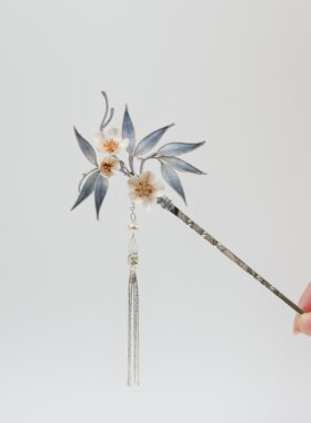 非遗绒花水墨风掐丝竹子梅花发簪