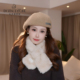 百搭软乎乎毛绒围巾保暖围脖女韩版 达芬奇密码 新款 蕾丝标毛毛围巾