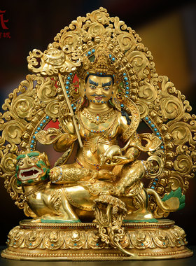 全鎏金财宝天王铜像摆件