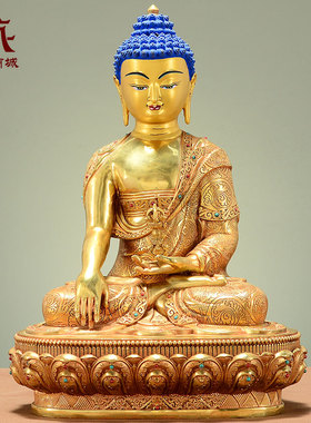 全鎏金不动佛家用铜像摆件