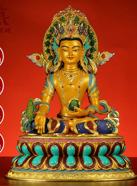彩绘地藏王铜像桌面摆件