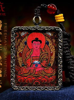 阿弥陀佛手绘唐卡吊坠