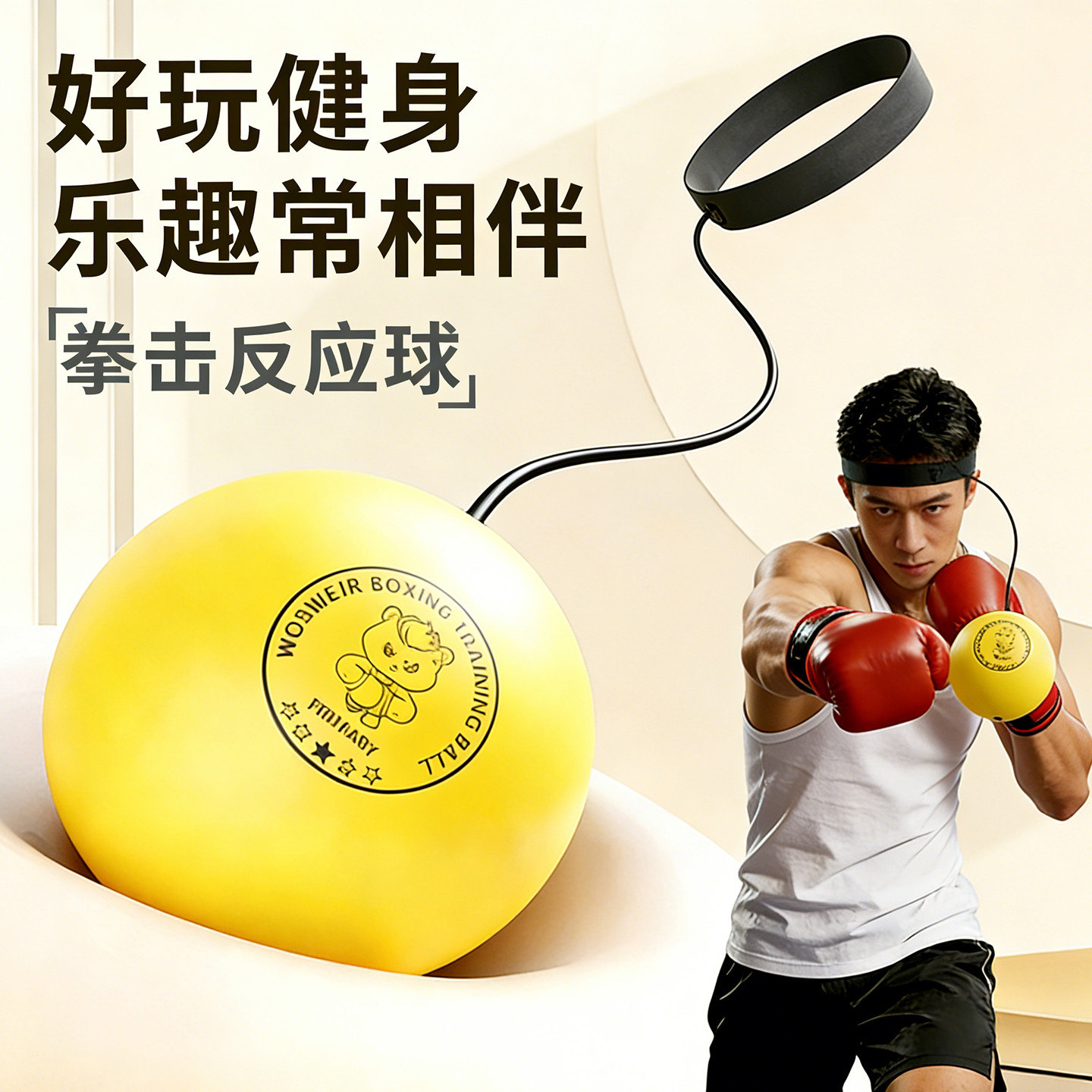 拳击反应球头戴式家用训练器材搏击格斗散打发泄减压球回弹健身球