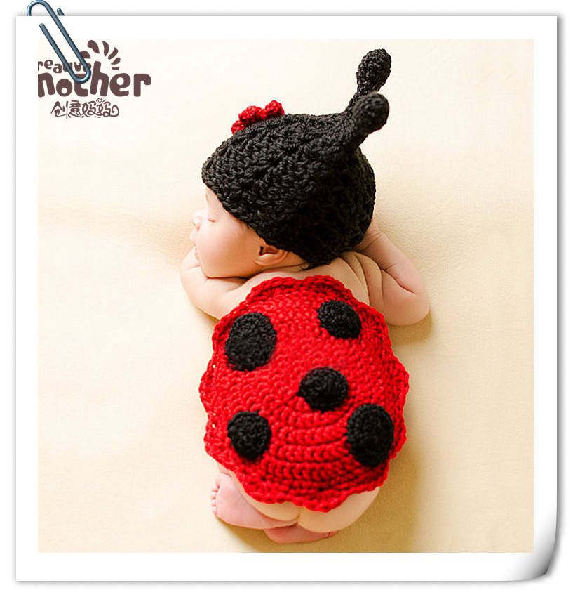 新生儿摄影瓢虫服装宝宝满月照