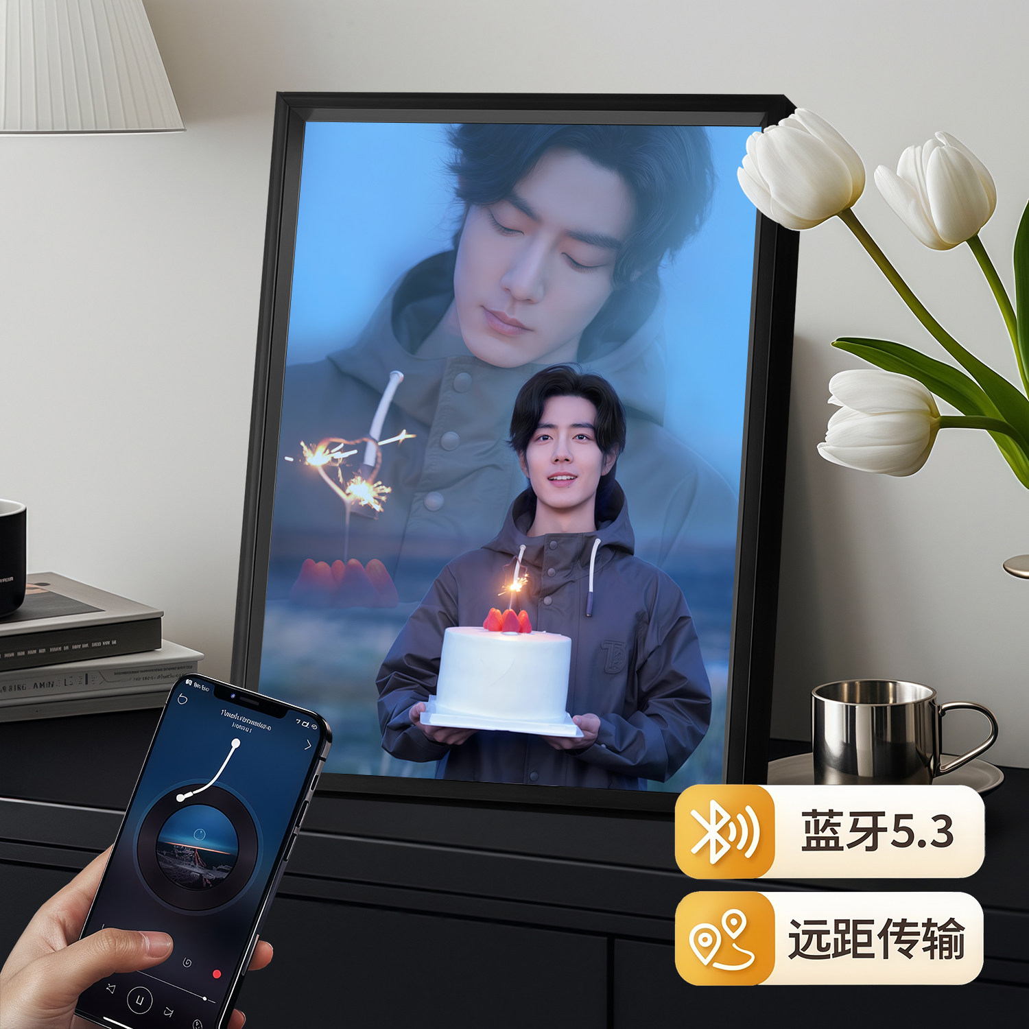 王一博肖战周边礼品博肖相框摆台博君一肖小夜灯蓝牙音响生日礼物