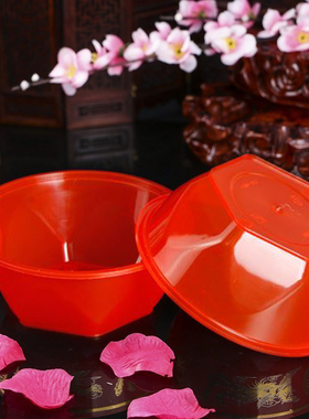 一次性碗塑料碗红色碗结婚酒席家用喜庆吃饭碗小吃胶碗汤碗便当碗