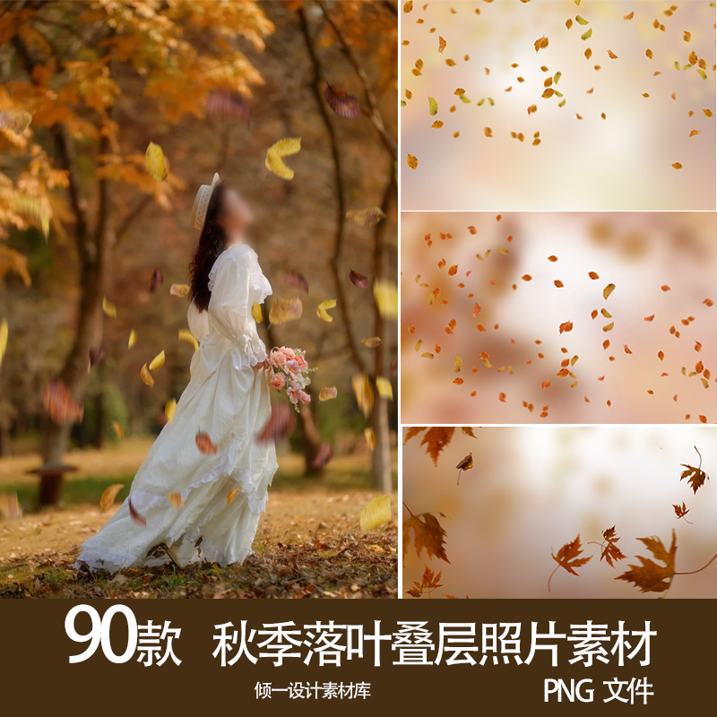 金色落叶秋枫叶飘落图片外景PS后期合成装饰PNG免抠图设计素材ps