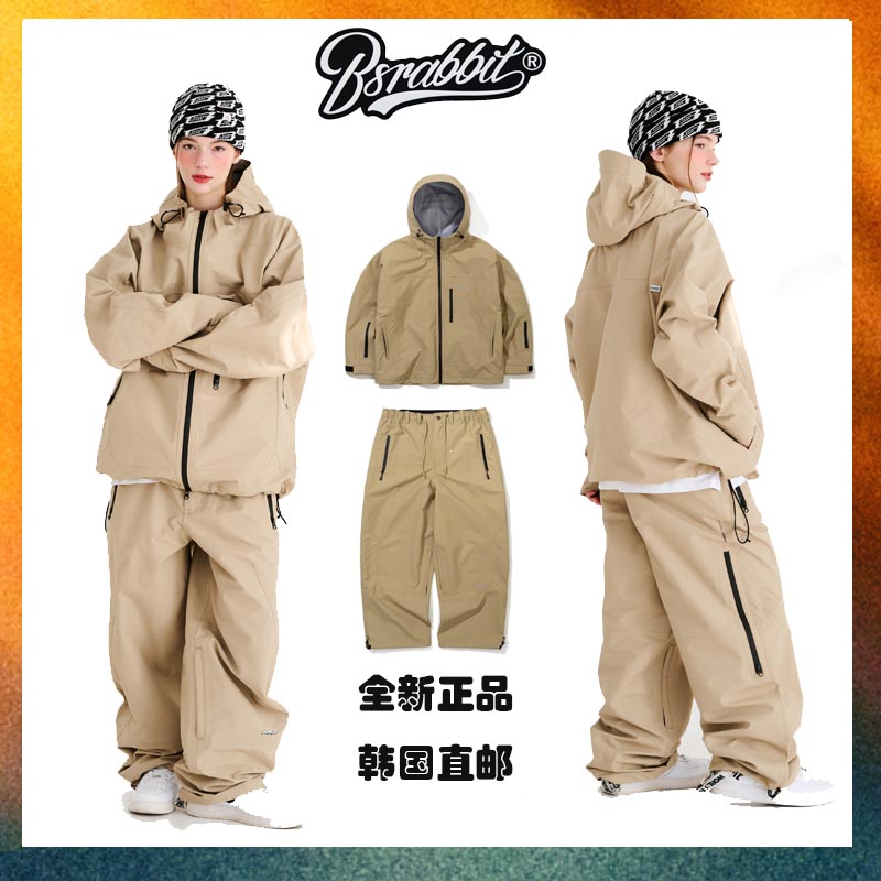25新款韩国bsrabbit潮牌滑雪服男女同款bsr滑雪服单板3L性能系列