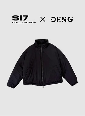 DENG 超轻防风廓形立领宽松加厚保暖黑色棉服外套FX004