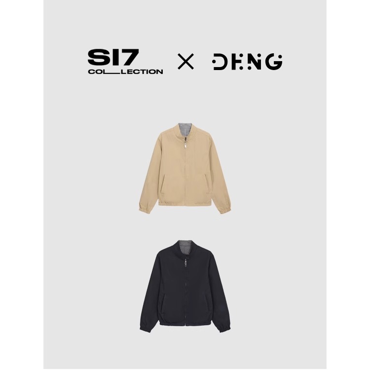 S17 哈灵顿双面穿夹克小立领短款拉链外套百搭藏蓝/卡其FX015