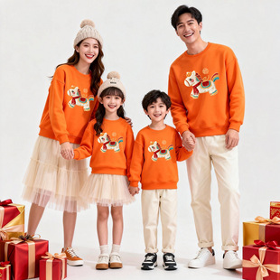 炸街小马卫衣亲子童装2026本命年大红色喜庆过新年衣服全家福上衣