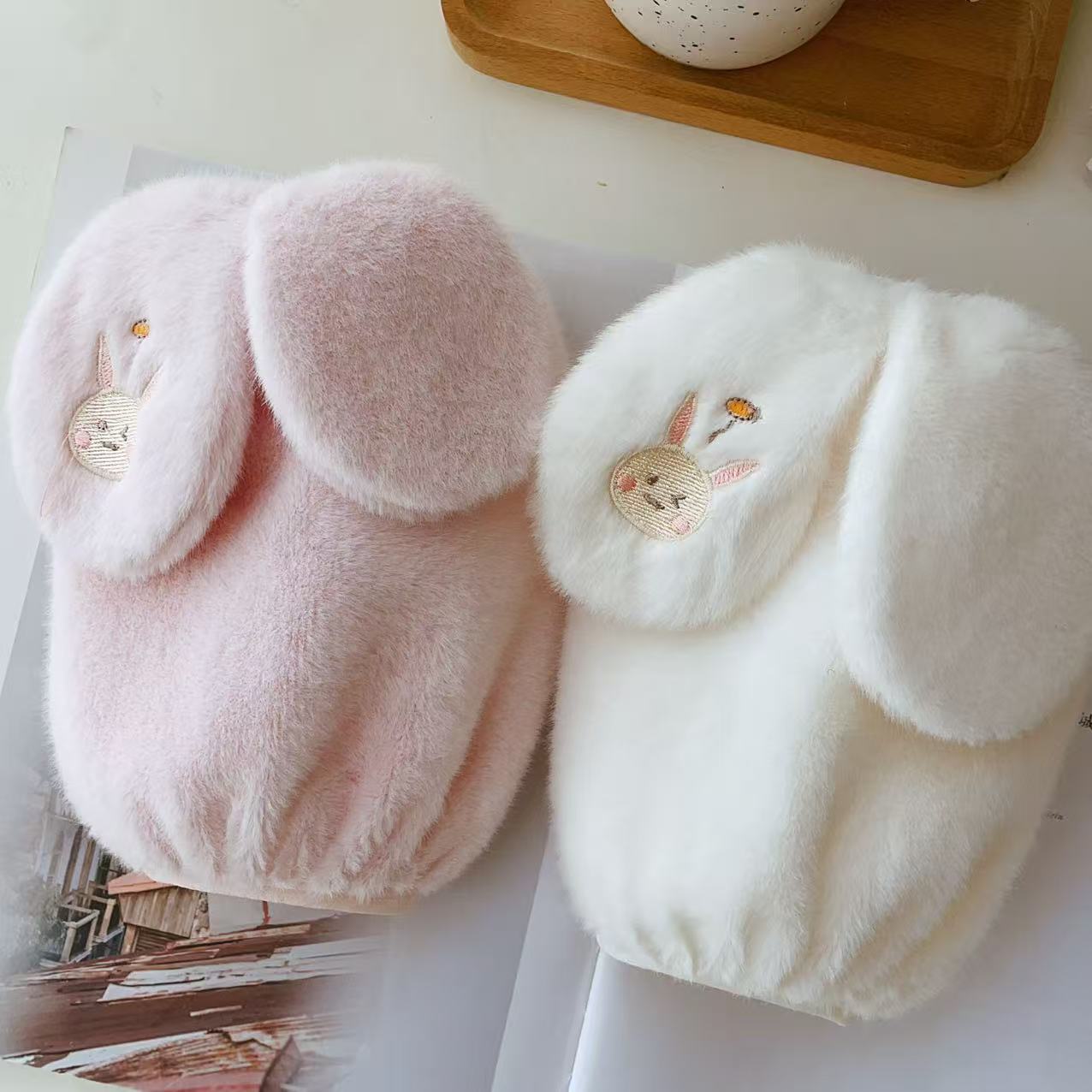 女成人短款袖套可爱毛绒羽绒服秋冬新防污学生上班工作保暖洋气