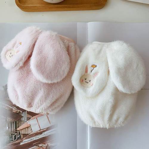 兔耳朵袖套可爱保暖防污羽绒服新