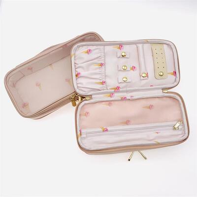 petittrouver印花纯色双层化妆包