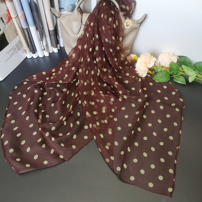 春秋夏圆点简约女士桑蚕丝丝巾
