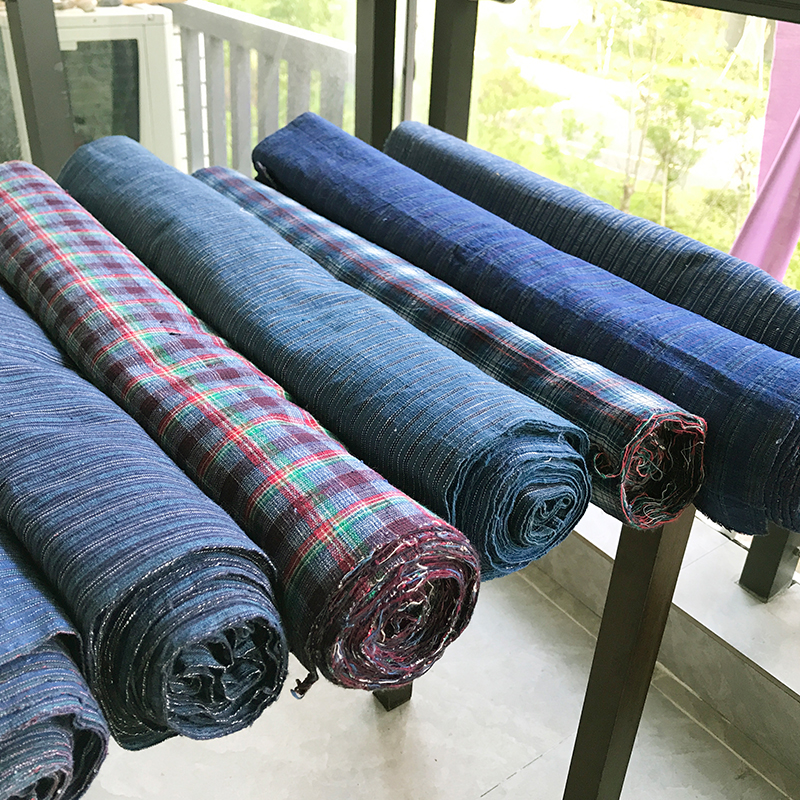 69包邮纯棉土布老粗布手织布格子条纹服装床品茶席餐垫布包41-50